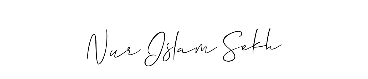 It looks lik you need a new signature style for name Nur Islam Sekh. Design unique handwritten (Allison_Script) signature with our free signature maker in just a few clicks. Nur Islam Sekh signature style 2 images and pictures png