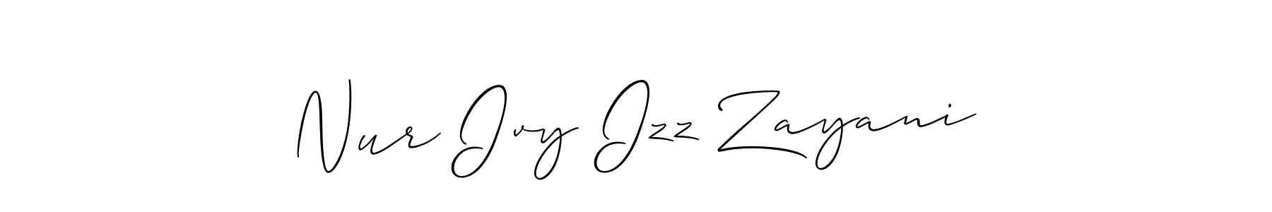 Create a beautiful signature design for name Nur Ivy Izz Zayani. With this signature (Allison_Script) fonts, you can make a handwritten signature for free. Nur Ivy Izz Zayani signature style 2 images and pictures png