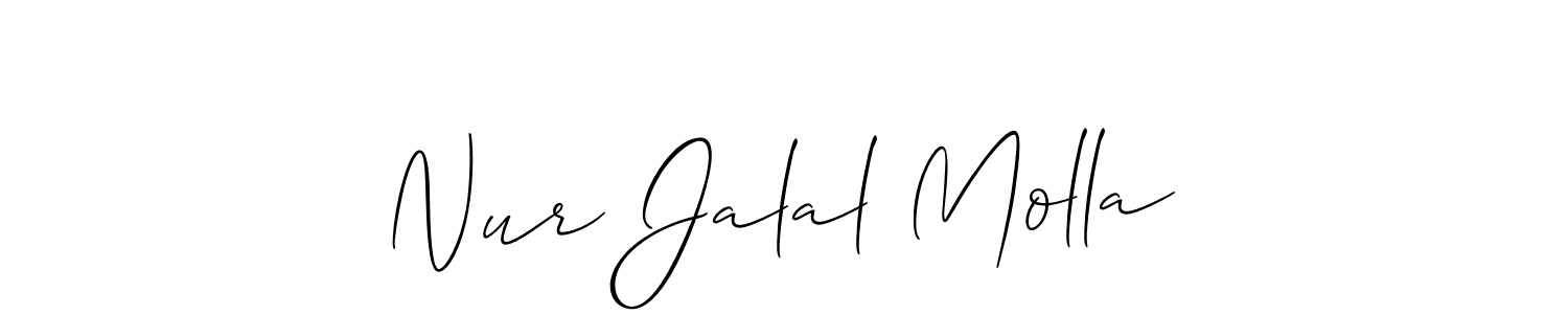 You should practise on your own different ways (Allison_Script) to write your name (Nur Jalal Molla) in signature. don't let someone else do it for you. Nur Jalal Molla signature style 2 images and pictures png