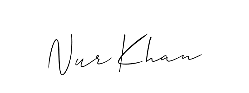 The best way (Allison_Script) to make a short signature is to pick only two or three words in your name. The name Nur Khan include a total of six letters. For converting this name. Nur Khan signature style 2 images and pictures png