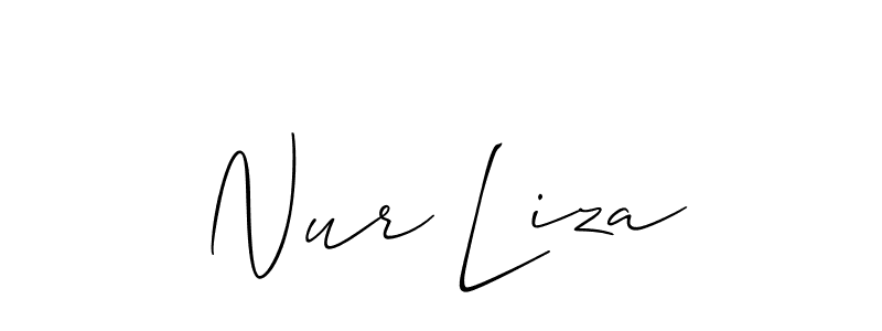 The best way (Allison_Script) to make a short signature is to pick only two or three words in your name. The name Nur Liza include a total of six letters. For converting this name. Nur Liza signature style 2 images and pictures png