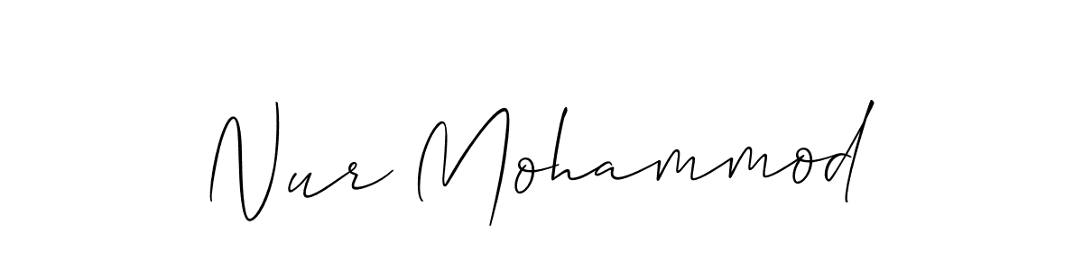 Use a signature maker to create a handwritten signature online. With this signature software, you can design (Allison_Script) your own signature for name Nur Mohammod. Nur Mohammod signature style 2 images and pictures png