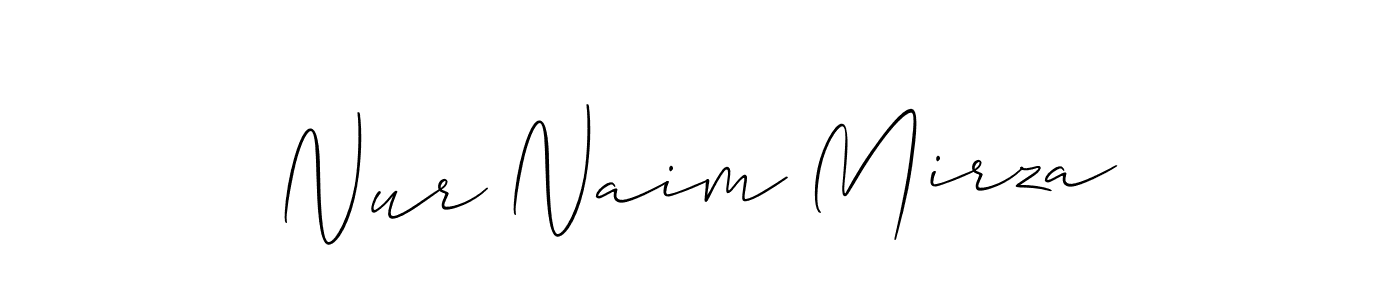 How to make Nur Naim Mirza name signature. Use Allison_Script style for creating short signs online. This is the latest handwritten sign. Nur Naim Mirza signature style 2 images and pictures png