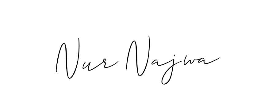 Make a beautiful signature design for name Nur Najwa. With this signature (Allison_Script) style, you can create a handwritten signature for free. Nur Najwa signature style 2 images and pictures png