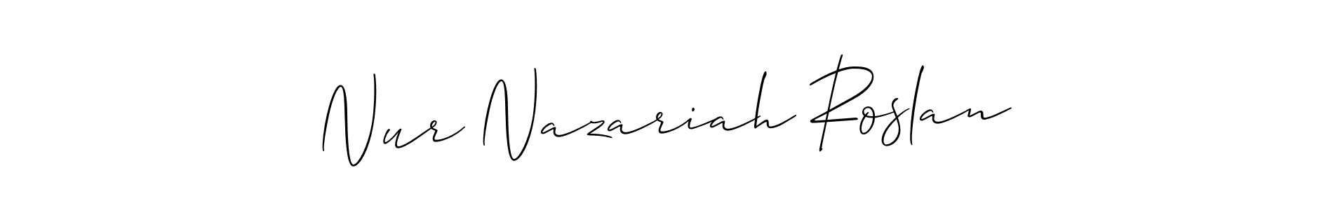 Make a beautiful signature design for name Nur Nazariah Roslan. With this signature (Allison_Script) style, you can create a handwritten signature for free. Nur Nazariah Roslan signature style 2 images and pictures png