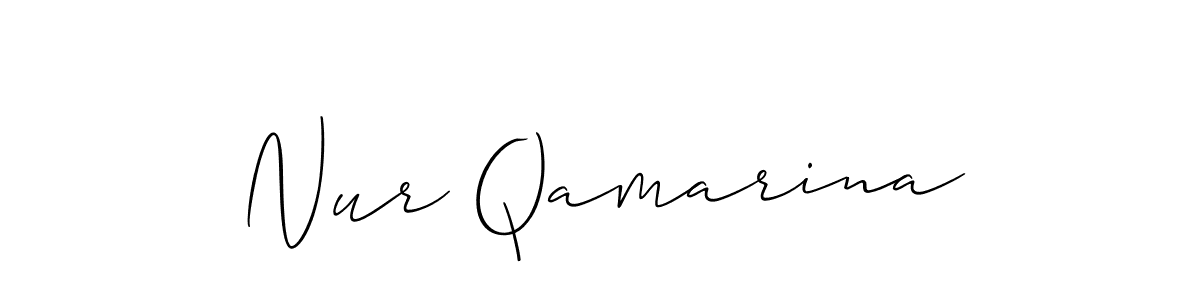Also You can easily find your signature by using the search form. We will create Nur Qamarina name handwritten signature images for you free of cost using Allison_Script sign style. Nur Qamarina signature style 2 images and pictures png