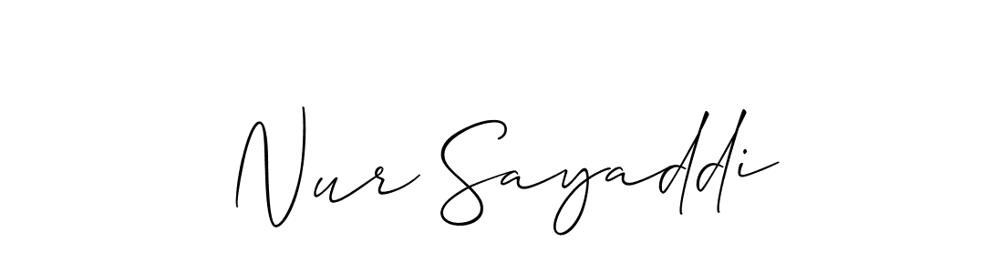 The best way (Allison_Script) to make a short signature is to pick only two or three words in your name. The name Nur Sayaddi include a total of six letters. For converting this name. Nur Sayaddi signature style 2 images and pictures png