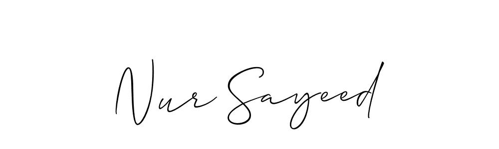 Make a short Nur Sayeed signature style. Manage your documents anywhere anytime using Allison_Script. Create and add eSignatures, submit forms, share and send files easily. Nur Sayeed signature style 2 images and pictures png