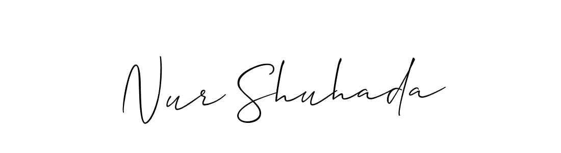 Allison_Script is a professional signature style that is perfect for those who want to add a touch of class to their signature. It is also a great choice for those who want to make their signature more unique. Get Nur Shuhada name to fancy signature for free. Nur Shuhada signature style 2 images and pictures png
