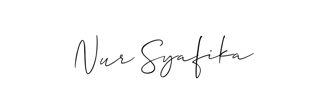 You should practise on your own different ways (Allison_Script) to write your name (Nur Syafika) in signature. don't let someone else do it for you. Nur Syafika signature style 2 images and pictures png