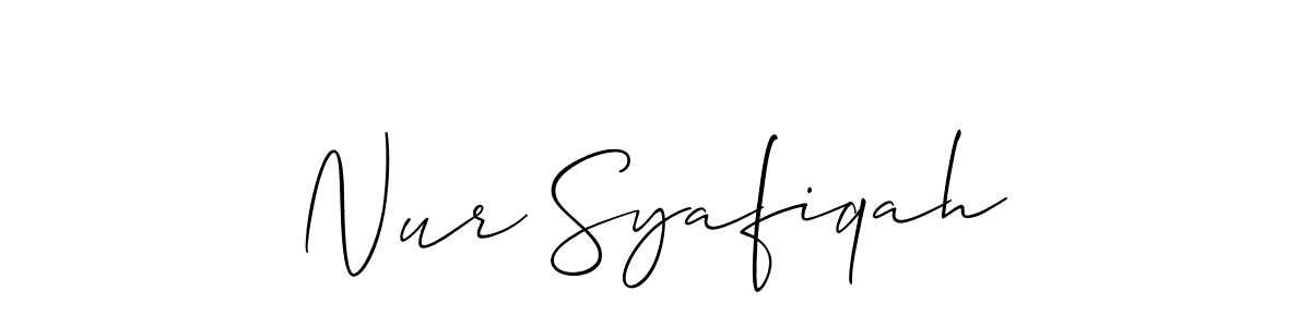 How to make Nur Syafiqah name signature. Use Allison_Script style for creating short signs online. This is the latest handwritten sign. Nur Syafiqah signature style 2 images and pictures png