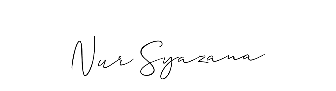 How to make Nur Syazana name signature. Use Allison_Script style for creating short signs online. This is the latest handwritten sign. Nur Syazana signature style 2 images and pictures png