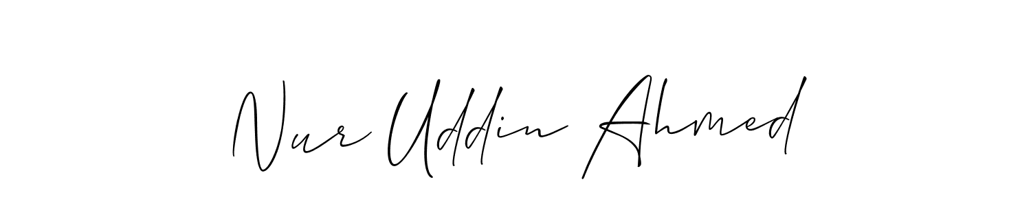 Make a beautiful signature design for name Nur Uddin Ahmed. With this signature (Allison_Script) style, you can create a handwritten signature for free. Nur Uddin Ahmed signature style 2 images and pictures png