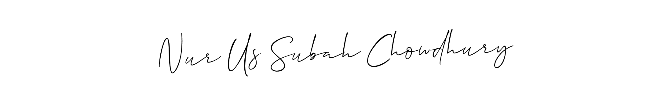 Create a beautiful signature design for name Nur Us Subah Chowdhury. With this signature (Allison_Script) fonts, you can make a handwritten signature for free. Nur Us Subah Chowdhury signature style 2 images and pictures png