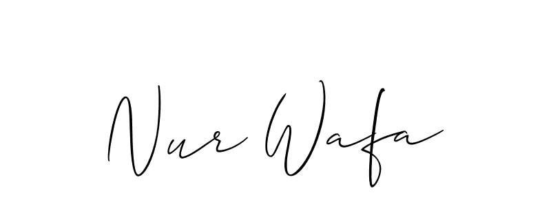 Use a signature maker to create a handwritten signature online. With this signature software, you can design (Allison_Script) your own signature for name Nur Wafa. Nur Wafa signature style 2 images and pictures png