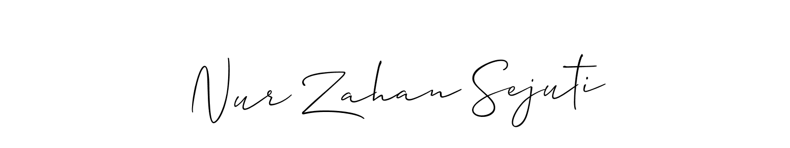 Also You can easily find your signature by using the search form. We will create Nur Zahan Sejuti name handwritten signature images for you free of cost using Allison_Script sign style. Nur Zahan Sejuti signature style 2 images and pictures png