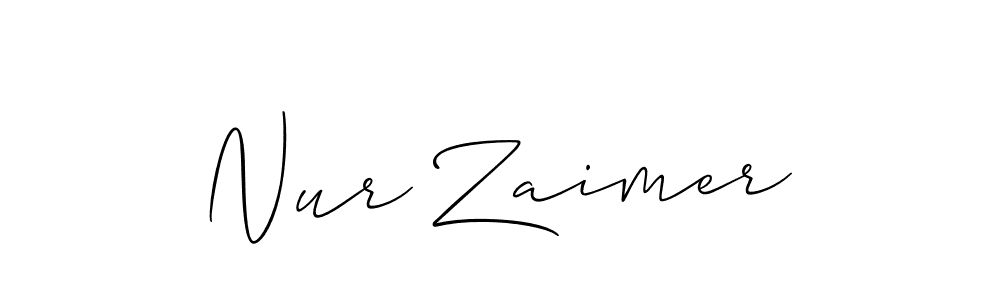 How to make Nur Zaimer name signature. Use Allison_Script style for creating short signs online. This is the latest handwritten sign. Nur Zaimer signature style 2 images and pictures png