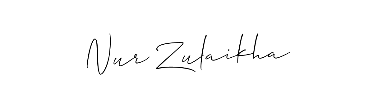 Create a beautiful signature design for name Nur Zulaikha. With this signature (Allison_Script) fonts, you can make a handwritten signature for free. Nur Zulaikha signature style 2 images and pictures png