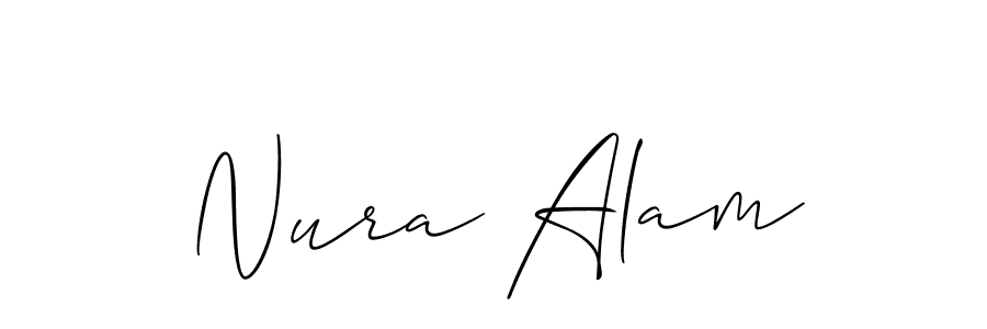 Similarly Allison_Script is the best handwritten signature design. Signature creator online .You can use it as an online autograph creator for name Nura Alam. Nura Alam signature style 2 images and pictures png