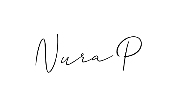 Use a signature maker to create a handwritten signature online. With this signature software, you can design (Allison_Script) your own signature for name Nura P. Nura P signature style 2 images and pictures png