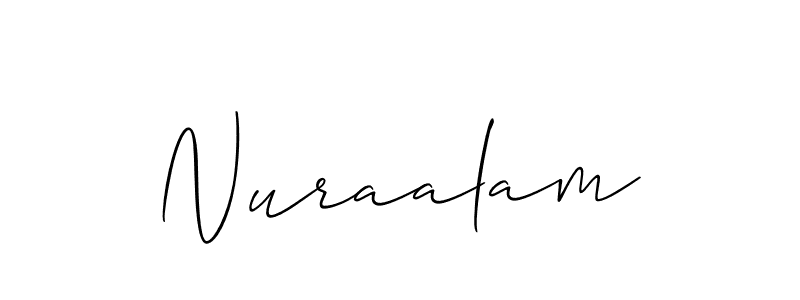 How to Draw Nuraalam signature style? Allison_Script is a latest design signature styles for name Nuraalam. Nuraalam signature style 2 images and pictures png