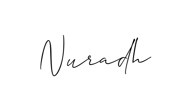 Make a beautiful signature design for name Nuradh. With this signature (Allison_Script) style, you can create a handwritten signature for free. Nuradh signature style 2 images and pictures png