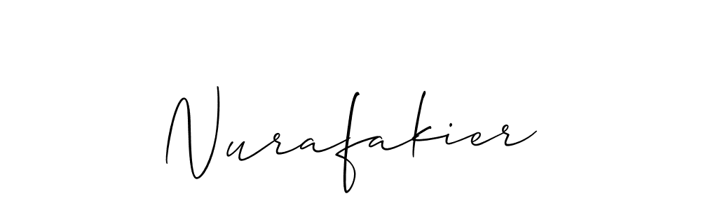 Use a signature maker to create a handwritten signature online. With this signature software, you can design (Allison_Script) your own signature for name Nurafakier. Nurafakier signature style 2 images and pictures png