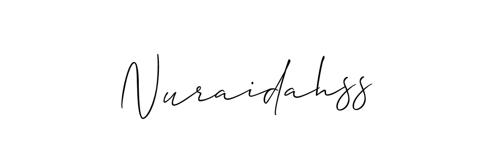 Make a beautiful signature design for name Nuraidahss. With this signature (Allison_Script) style, you can create a handwritten signature for free. Nuraidahss signature style 2 images and pictures png