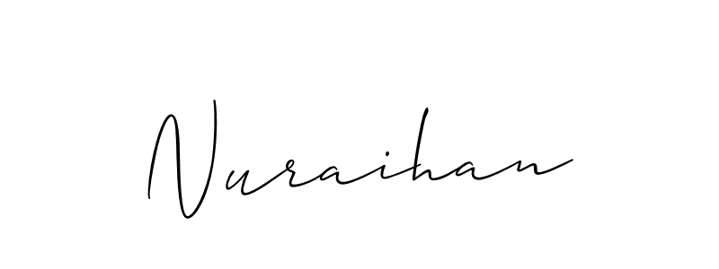 Make a beautiful signature design for name Nuraihan. With this signature (Allison_Script) style, you can create a handwritten signature for free. Nuraihan signature style 2 images and pictures png