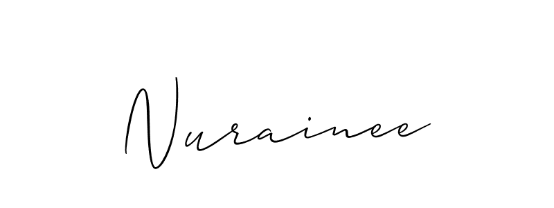 if you are searching for the best signature style for your name Nurainee. so please give up your signature search. here we have designed multiple signature styles  using Allison_Script. Nurainee signature style 2 images and pictures png