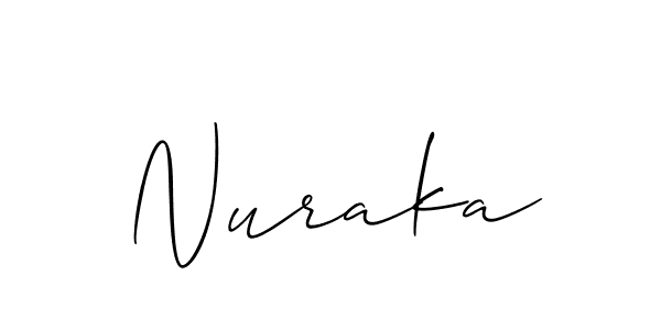 if you are searching for the best signature style for your name Nuraka. so please give up your signature search. here we have designed multiple signature styles  using Allison_Script. Nuraka signature style 2 images and pictures png