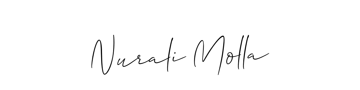 The best way (Allison_Script) to make a short signature is to pick only two or three words in your name. The name Nurali Molla include a total of six letters. For converting this name. Nurali Molla signature style 2 images and pictures png