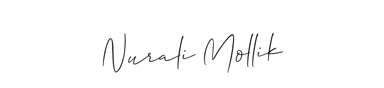 Design your own signature with our free online signature maker. With this signature software, you can create a handwritten (Allison_Script) signature for name Nurali Mollik. Nurali Mollik signature style 2 images and pictures png