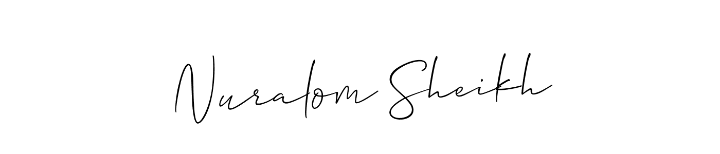 Make a short Nuralom Sheikh signature style. Manage your documents anywhere anytime using Allison_Script. Create and add eSignatures, submit forms, share and send files easily. Nuralom Sheikh signature style 2 images and pictures png