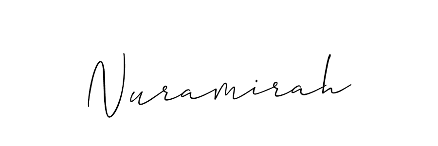 It looks lik you need a new signature style for name Nuramirah. Design unique handwritten (Allison_Script) signature with our free signature maker in just a few clicks. Nuramirah signature style 2 images and pictures png