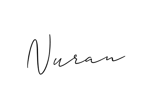 Create a beautiful signature design for name Nuran. With this signature (Allison_Script) fonts, you can make a handwritten signature for free. Nuran signature style 2 images and pictures png