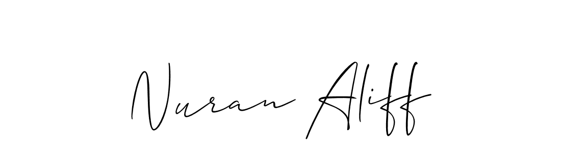 Make a short Nuran Aliff signature style. Manage your documents anywhere anytime using Allison_Script. Create and add eSignatures, submit forms, share and send files easily. Nuran Aliff signature style 2 images and pictures png