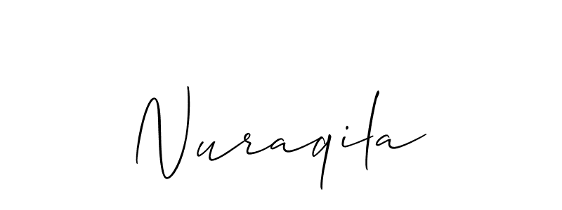 The best way (Allison_Script) to make a short signature is to pick only two or three words in your name. The name Nuraqila include a total of six letters. For converting this name. Nuraqila signature style 2 images and pictures png