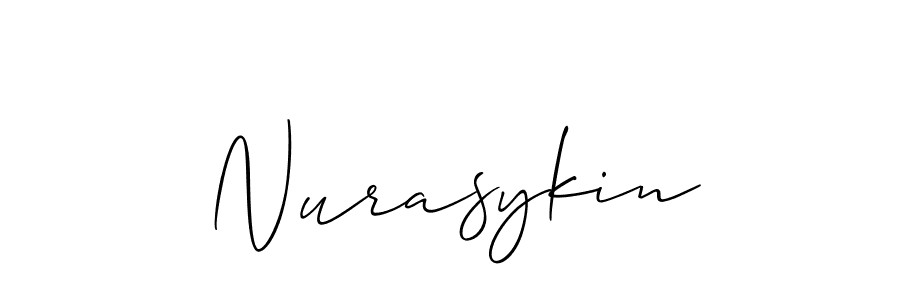 Also You can easily find your signature by using the search form. We will create Nurasykin name handwritten signature images for you free of cost using Allison_Script sign style. Nurasykin signature style 2 images and pictures png