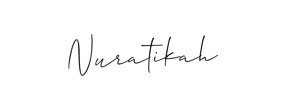 You should practise on your own different ways (Allison_Script) to write your name (Nuratikah) in signature. don't let someone else do it for you. Nuratikah signature style 2 images and pictures png