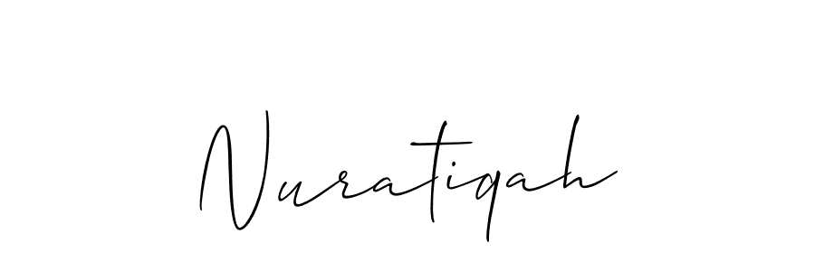 Nuratiqah stylish signature style. Best Handwritten Sign (Allison_Script) for my name. Handwritten Signature Collection Ideas for my name Nuratiqah. Nuratiqah signature style 2 images and pictures png
