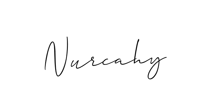 The best way (Allison_Script) to make a short signature is to pick only two or three words in your name. The name Nurcahy include a total of six letters. For converting this name. Nurcahy signature style 2 images and pictures png