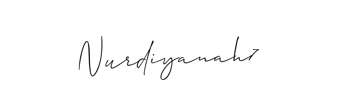 It looks lik you need a new signature style for name Nurdiyanah7. Design unique handwritten (Allison_Script) signature with our free signature maker in just a few clicks. Nurdiyanah7 signature style 2 images and pictures png