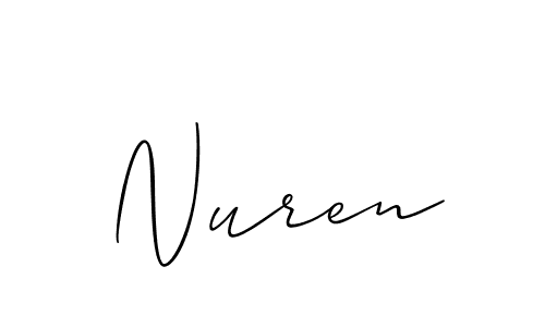 It looks lik you need a new signature style for name Nuren. Design unique handwritten (Allison_Script) signature with our free signature maker in just a few clicks. Nuren signature style 2 images and pictures png