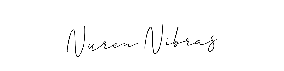 Make a beautiful signature design for name Nuren Nibras. With this signature (Allison_Script) style, you can create a handwritten signature for free. Nuren Nibras signature style 2 images and pictures png