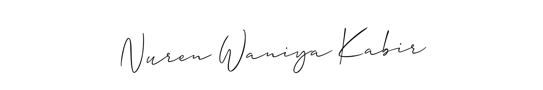 This is the best signature style for the Nuren Waniya Kabir name. Also you like these signature font (Allison_Script). Mix name signature. Nuren Waniya Kabir signature style 2 images and pictures png