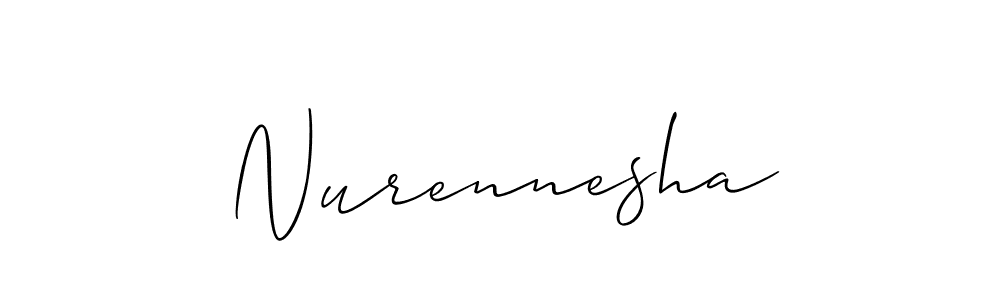 Use a signature maker to create a handwritten signature online. With this signature software, you can design (Allison_Script) your own signature for name Nurennesha. Nurennesha signature style 2 images and pictures png