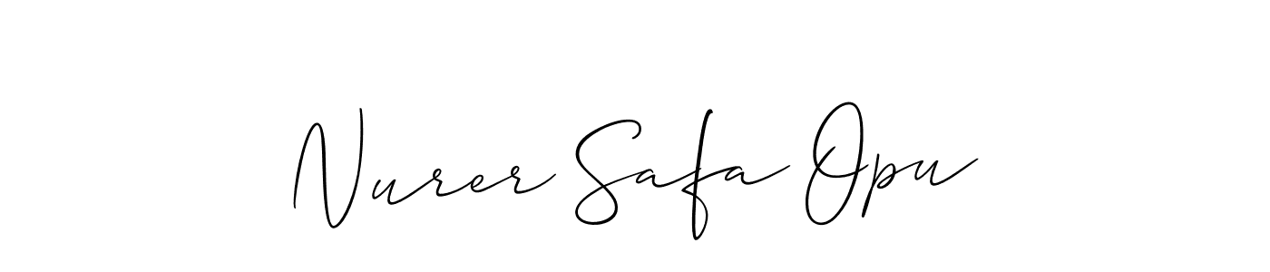 Similarly Allison_Script is the best handwritten signature design. Signature creator online .You can use it as an online autograph creator for name Nurer Safa Opu. Nurer Safa Opu signature style 2 images and pictures png