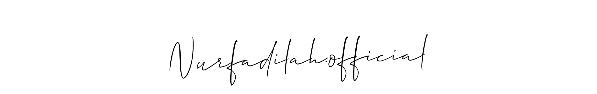 The best way (Allison_Script) to make a short signature is to pick only two or three words in your name. The name Nurfadilah.official include a total of six letters. For converting this name. Nurfadilah.official signature style 2 images and pictures png