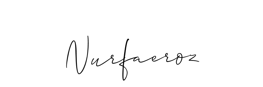 Use a signature maker to create a handwritten signature online. With this signature software, you can design (Allison_Script) your own signature for name Nurfaeroz. Nurfaeroz signature style 2 images and pictures png